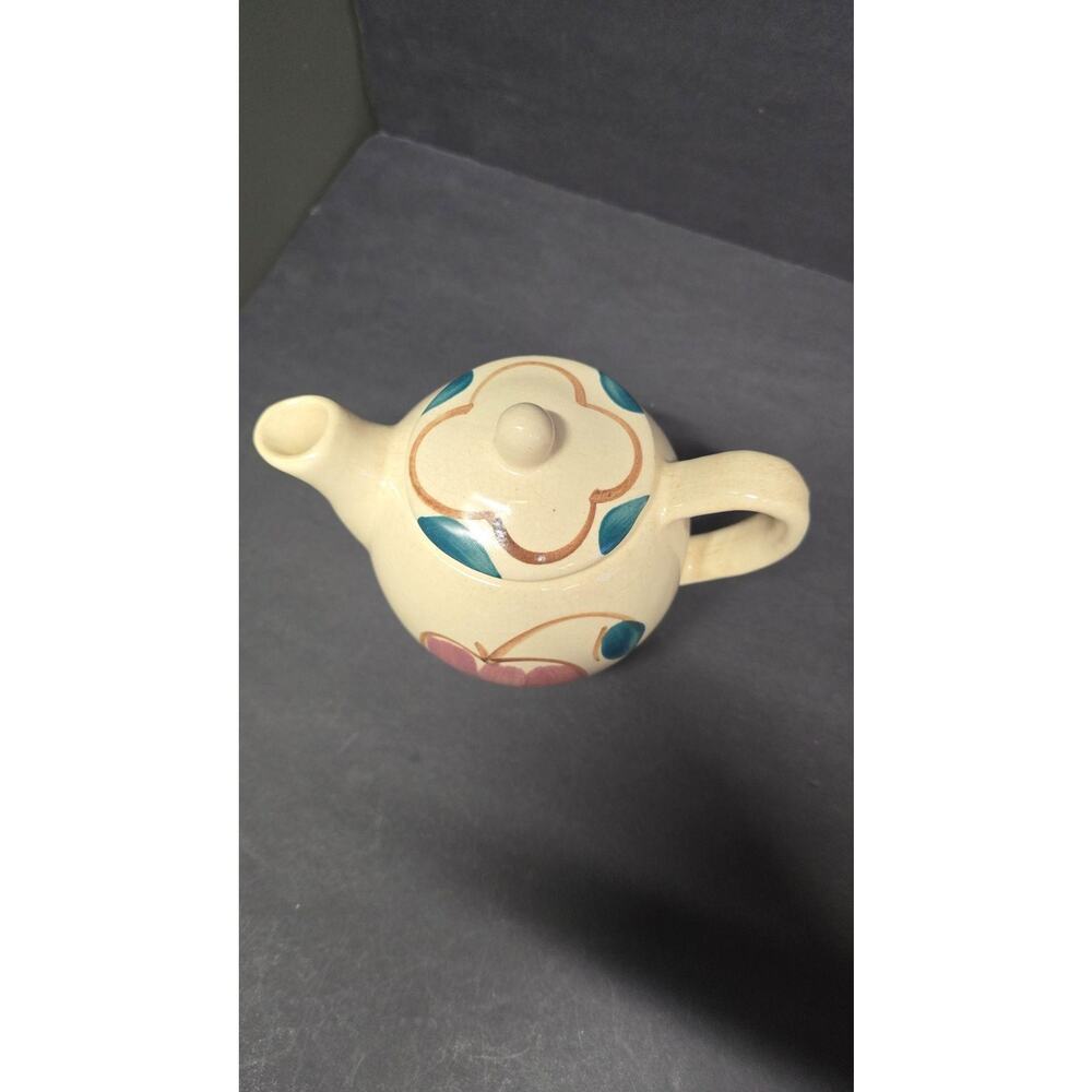 Vintage Cream Ceramic Fruit Teapot Apple Pear Country Farmhouse Lid Kitchen - Picture 5 of 9